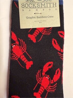 Socksmith Bamboo Crew Socks with Red Lobster Graphic